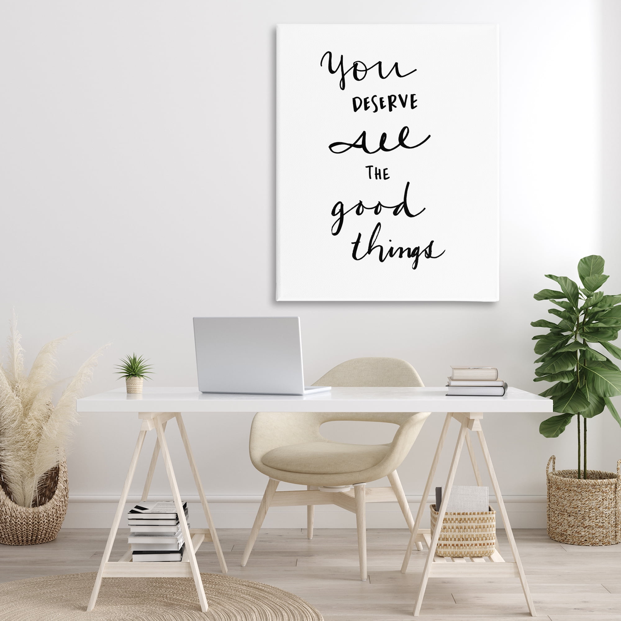 Stupell Industries Deserve Good Things Typography Painting Gallery Wrapped Canvas Art Print Wall Art, 36 x 48