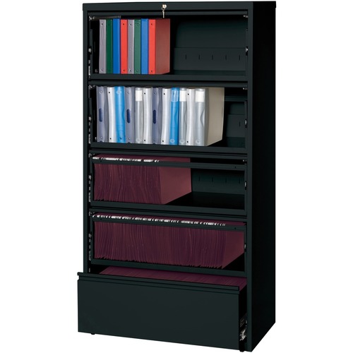 Lorell Receding Lateral File with Roll Out Shelves - 5-Drawer 36"x18.6"x69" - 5 x Drawer(S) for File - image 4 of 4