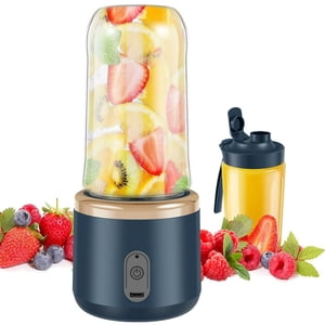 Mini Mélangeur de jus 400ml Mélangeur portable Mixeur à six lames Mélangeur à smoothie Blender pour le jus de voyage Bleu