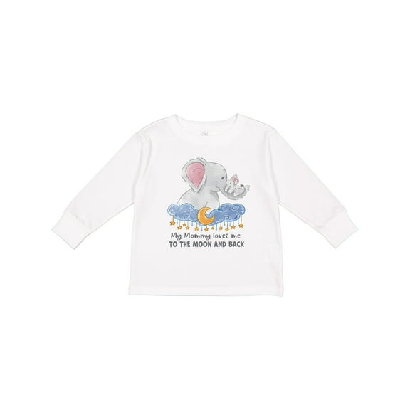 Inktastic My Mommy Loves me to the Moon and Back Elephant Family Boys or Girls Long Sleeve Toddler T-Shirt