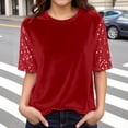 thumbnail image 2 of Bainana Mardi Gras T Shirts For Women Sequin Print Short Sleeve Crew Neck Sparkling Blouse Top Soft Regular Fit Ladies Carnival Playwear Red Size S, 2 of 4