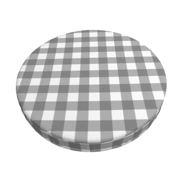 Balery Gray Checkboard Fundas de asiento para taburete de bar redondo de tela de terciopelo ajustables que protegen de arañazos y manchas para sillas de 14 a 17 pulgadas.-12 inch