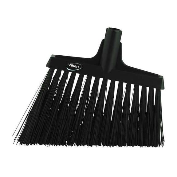 Vikan 11 51/64 in Sweep Face Angle Broom, Stiff, Synthetic, Black 29149