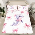 thumbnail image 2 of Erosebridal Cartoon Dolphin King Sheet Sets, Pink Bow-tie Bedding King Size, Cute Animal Decor 4-Piece, 2 of 7