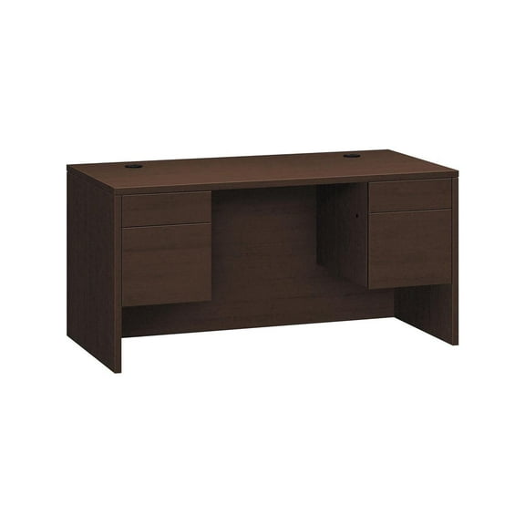 HON 10500 Series Double Pedestal Desk 2 Box/2 File Drawers 60"W Mocha Finish (HON10573MOMO)