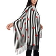 thumbnail image 4 of Honeii Ladybugs on Black and White Striped Print Scarf Oversized Scarf Tassel Fall Winter Thick Scarf Warm Shawl Women,Women's Scarves & Wraps, 4 of 8