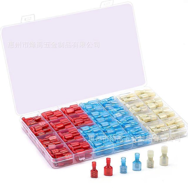 200pcs Electrical Insulated Terminals Nylon Spade Quick Disconnect Connectors Kit Male And Female Spade Wire Crimp Terminal Assortment Kit