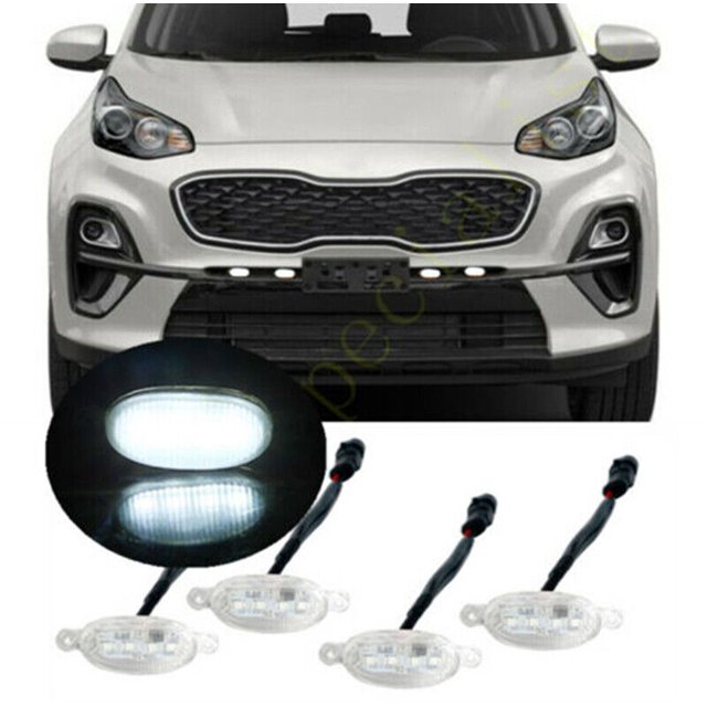 4 pieces of white front grille LED lights Raptor style barbecue grill suitable for Kia Sportage 2017-2022-