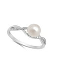 thumbnail image 4 of Clear CZ Simulated Pearl Infinity Knot Ring .925 Sterling Silver White Jewelry Female Size 5, 4 of 4
