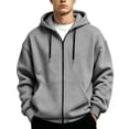 thumbnail image 2 of Casual Hooded Jackets for Men Zip Up Long Sleeve Solid Color Going Out Jacket, 2 of 9