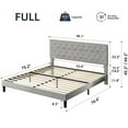 thumbnail image 4 of SYNGAR Full Size Bed Frame, Fabric Upholstered Platform Bed Frame with Adjustable Button Tufted Headboard, Bedroom Furniture with Strong Wooden Slat Support, No Box Spring Needed, Light Gray, 4 of 7