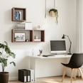 thumbnail image 3 of Kaboon Wall Mount Cube Shelf Set of 3,19.75x12.5x7.75, Model-Cube-Shelf, Dark Walnut, 3 of 7