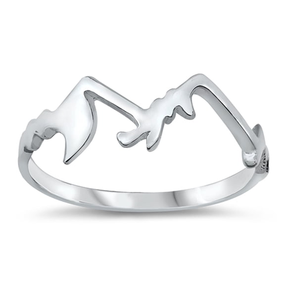 Cutout Wanderlust Mountain Range Sterling Silver Band 925 Jewelry Female Male Unisex Size 8