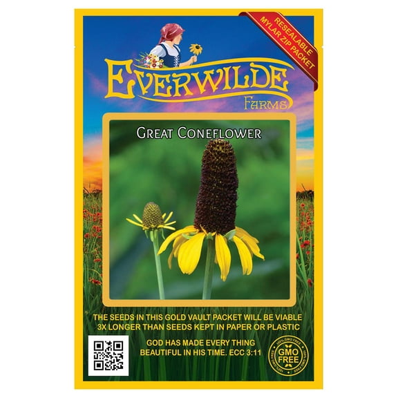 Everwilde Farms - 25 Great Coneflower Native Wildflower Seeds - Gold Vault Seed Packet