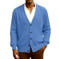 thumbnail image 3 of Havenx Mens Sweaters V Neck Knit Cardigans Long Sleeve with Button Outwear Solid Color Shawl Collar Regular Fit Classic Fall Trendy Dress,Blue 3XL, 3 of 7