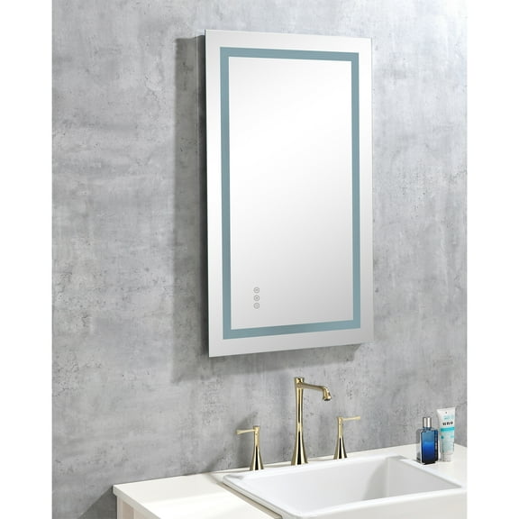 40x20 Inch LED Bathroom Mirror with Frontlit and Backlit, Wall Mounted Vanity Mirror with Smart Touch Button, Anti-Fog, Memory Function, 3 Colors, Stepless Dimmable Makeup Mirror
