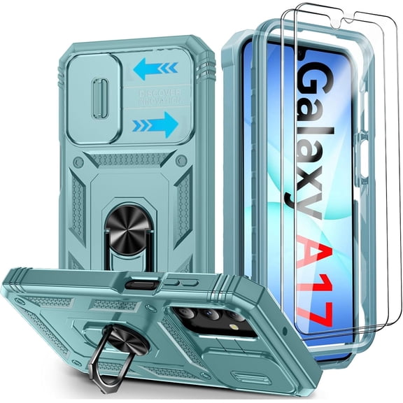 REQO for Samsung Galaxy A17 5G Case,Samsung A 17 Phone Case with Camera Cover & Kickstand [2 Screen Protector],Military Shockproof Heavy Duty Armour Case for Galaxy A17 2026