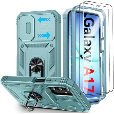 REQO for Samsung Galaxy A17 5G Case,Samsung A 17 Phone Case with Camera Cover & Kickstand [2 Screen Protector],Military Shockproof Heavy Duty Armour Case for Galaxy A17 2026