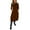 Brown, variant on Women's Versatile Casual Solid Color Loose Fit Round Neck Long Sleeve Everyday Comfort Dress Navy XXL