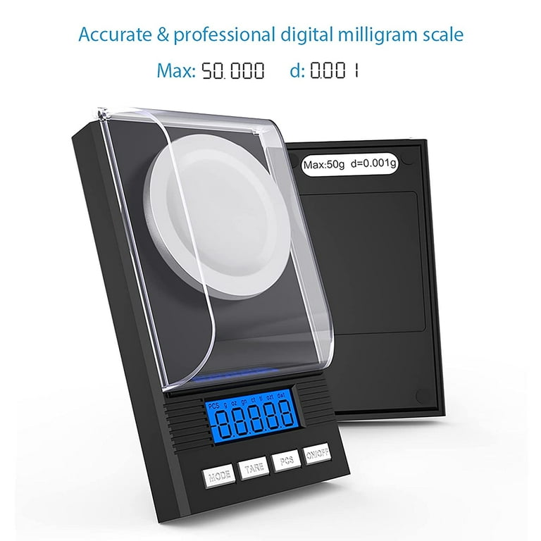  Smart Weigh 50g x 0.001 Grams, Premium High Precision Digital  Milligram Scale, Includes Tweezers, Calibration Weights,Three Weighing Pans  and Case: Home & Kitchen