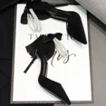 thumbnail image 3 of Zapatos para mujer 2024 Marca Primavera Zapatos de tacón para mujer Punta puntiaguda Sólida Flocado Cuentas Pajarita Hebilla Boca baja Novedad Tacones altos, 3 of 4