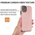 thumbnail image 3 of Apple iPhone 11 Phone Case Premium Slim Protective Shockproof Textured Armor Hybrid Dual Layers Rubber Rugged Hard PC + Soft TPU Carbon Fiber ROSE GOLD Case Cover for Apple iPhone 11 / 6.1 inch, 3 of 6
