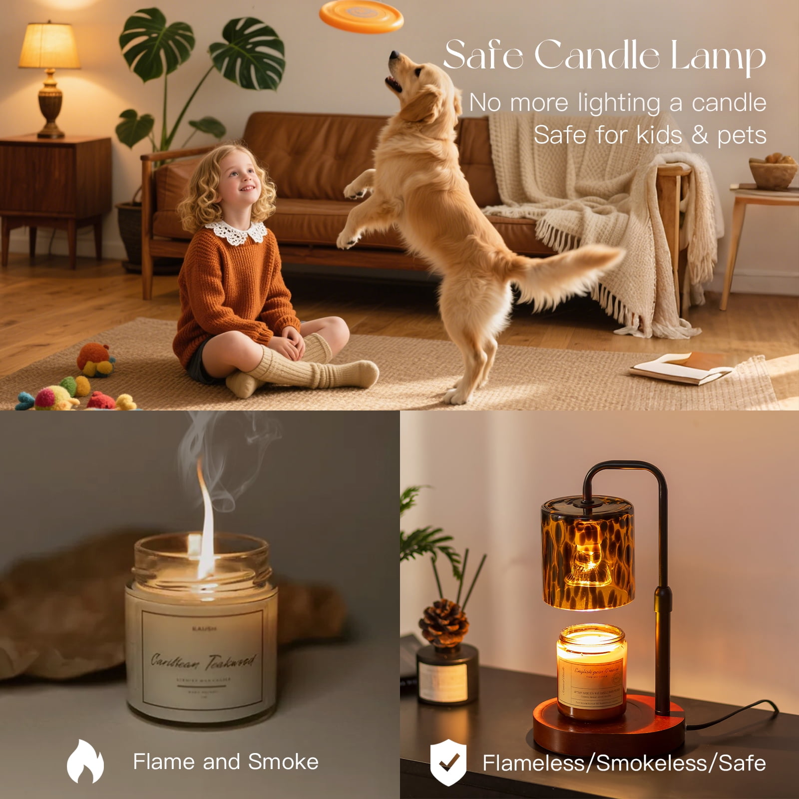 Sziqiqi Adjustable Candle Warmer Lamp with Timer: Vintage Leopard Lamp with 2 Bulbs Dimmer Tortoise Shell Design Flameless for Safe Home Fragrance Christmas Home Decor Ideal Gift for Women