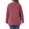 thumbnail image 4 of DARING DIVA Women's Plus Long Sleeves Square Neck Flowy Pleated Top 4X Burgundy, 4 of 6