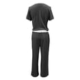 thumbnail image 5 of Womens Loungewear Ribbed Set, Cropped T-Shirt Drawstring Wide Leg Pants, Daily Streetwear Sports Outfits Dark Gray S, 5 of 5