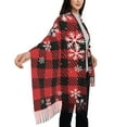 thumbnail image 4 of Sikiie Red Buffalo Plaid Shawl Wraps Big Scarf Tassel Fall Winter Thick Scarf Warm Shawl Women Fall Gifts, 4 of 8