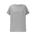 thumbnail image 6 of Gray Womens Blouses Summer Tops for Women 2025 Trendy Short Sleeve Cotton Linen Shirt Casual Button O Neck Tunic Blouses Outfits Ladies Tops and Blouses, 6 of 6