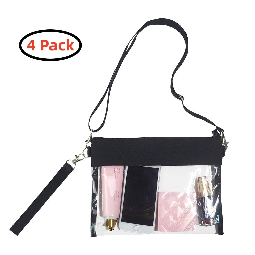 4 PACK Clear Crossbody Purse Bag, Stadium Approved Clear Tote Bag