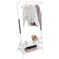 thumbnail image 1 of Metal Clothes Rack, Z-Frame Garment Rack Hanging Clothing Shelf with 2-Tier Storage Shelves, White, 1 of 9