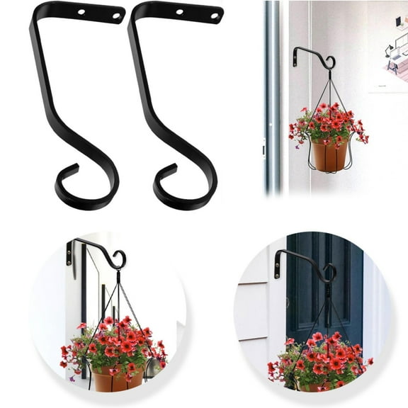 GBAYXJ 7.3 Inch Hook Hanging Jacket Garden Flower Pot Decoration Rural Retro Wall Bending Bracket(Black)