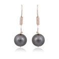 thumbnail image 5 of Ratnavali Jewels Shell Cultured 10mm Dark grey Pearl Double Strand Necklace for Women With Hook Earrings, 5 of 6