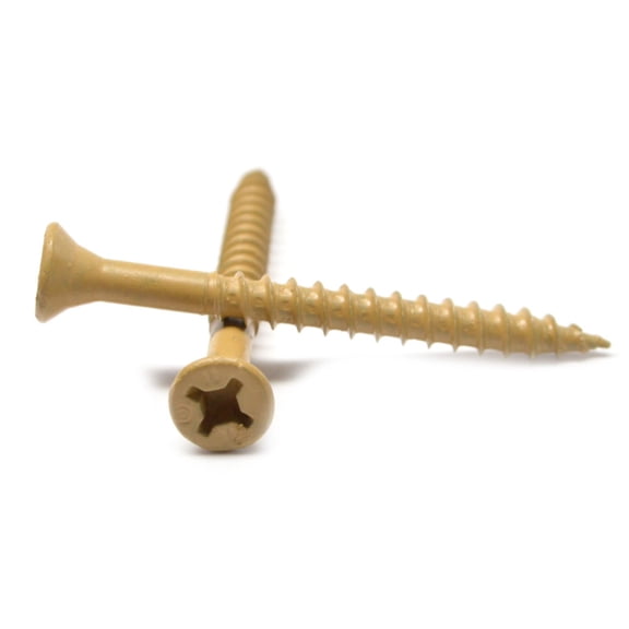 #8 x 1 5/8 Wood Screw Phillips / Square Drive Flat Head Medium Carbon Steel Tan Paint Pk 1000