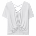 thumbnail image 5 of Hilenly Backless Yoga Tops for Womens Criss Cross Open Back T Shirts Short Sleeve Athletic Shirt Summer Workout Tee, 5 of 6