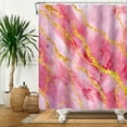 thumbnail image 4 of LFEEY Abstract Shower Curtain Waterproof, Pink Purple Gold Line Marble Waterproof Fabric Shower Curtain for Bathroom Decor with Hooks, 72x72 inches, 4 of 5