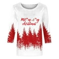 thumbnail image 5 of Nfurl Christmas Shirts for Women Holidays Time Casual Three Quarters Length Sleeve Crewneck Tops Xmas Tree Graphic Tees Festival Top Red XXL, 5 of 5