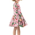 thumbnail image 2 of Renewold Christmas Theme Twirly Skater Dress Girls Softness Kids Xmas Trees Santa Long Sleeve Pleated Playwear Size XL Casual School Dance Midi Dress Outfits, 2 of 4