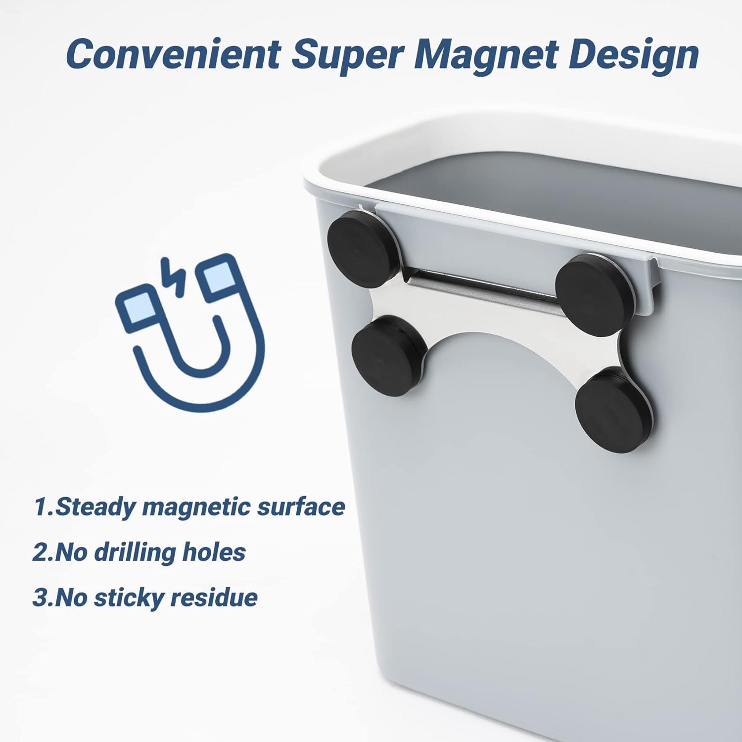AINUO Magnetic Hanging Trash Can, 2.1 Gallon Plastic Garbage Container, Multi-Function BBQ Grill Utensils Organizer Holder for Kitchen, Bedroom, Bathroom, Camping & Grills