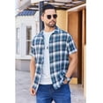 thumbnail image 5 of COOFANDY Mens Button Up Shirts Short Sleeve Collared Button Down Shirt Men Checkered Shirt, 5 of 7