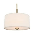 thumbnail image 2 of Woodbridge Lighting Drum 3-Light Fabric LED Pendant in Brass/White, 2 of 5