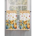 thumbnail image 5 of Thanksgiving Bathroom Window Curtain, Fall Orange Blue Pumpkin Maple Leaves Plaid Light Filtering Coffee Kitchen Curtains, Bedroom Living Room Curtains 2 Panel 84"x45", 5 of 6
