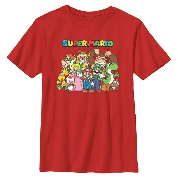 Boy's Nintendo Mario Characters  Graphic Tee Red Large