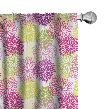Ambesonne Floral 4-Panel Curtains, Romance in Springtime, 56"x63", Magenta Violet Green