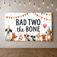 thumbnail image 3 of Colorful Design Dog Birthday Banner Animal Theme Party Decoration Cartoon Polyester Material Bad Two the Bone for Pet Party Indoor Celebration Outdoor Event, 3 of 8