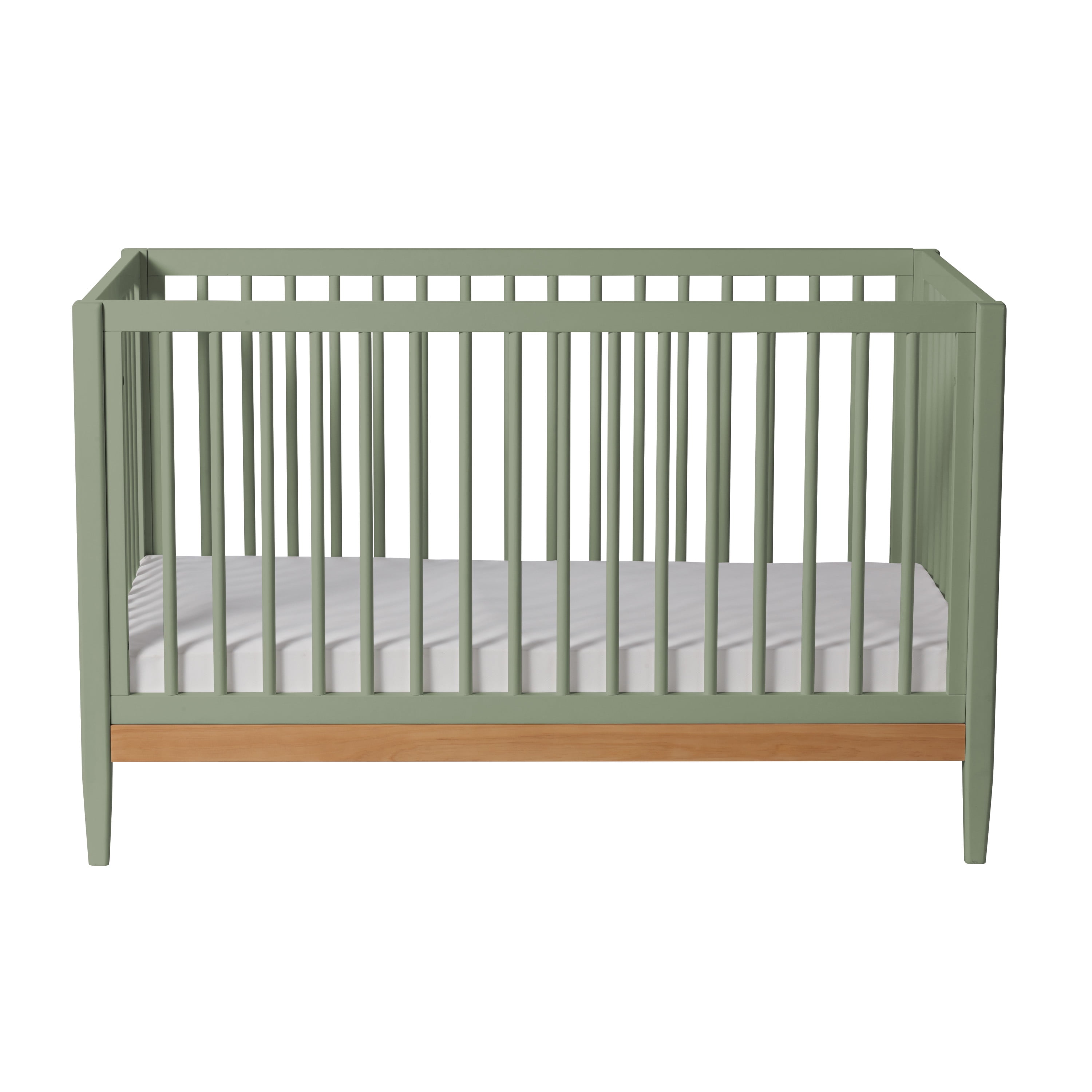 Little Seeds Clover 4-in-1 Convertible Baby Crib, Grove Green/Natural