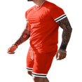 thumbnail image 3 of Ensemble de Survêtement 2PCS Manches Courtes Col Rond T-Shirts Tops Shorts Élastiques Tenues d'Été Sportswear Noir XL, 3 of 5