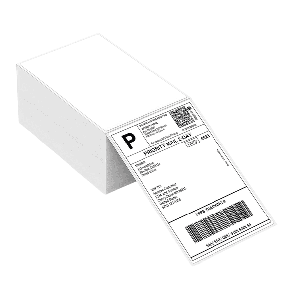 GOODSZON Care 4x6 Fanfold Shipping Labels, 500 Direct Thermal Self-Adhesive Labels, Perforated, Top-Coated